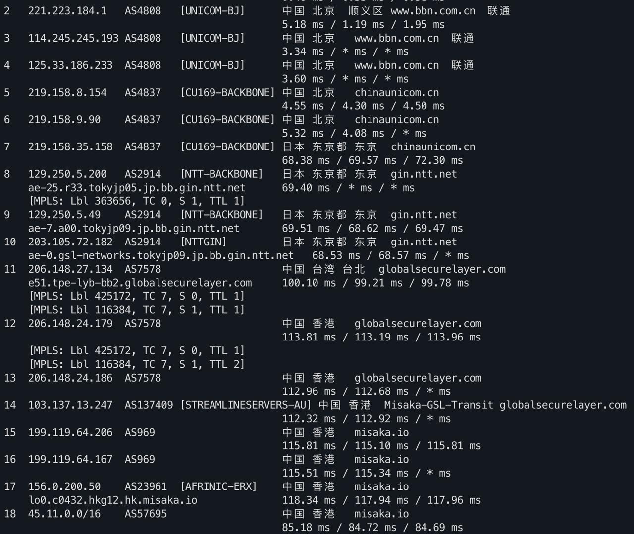 IPv4 去程路由 1
