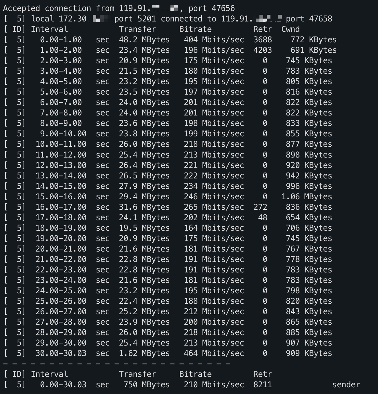 腾讯云广州晚高峰测速